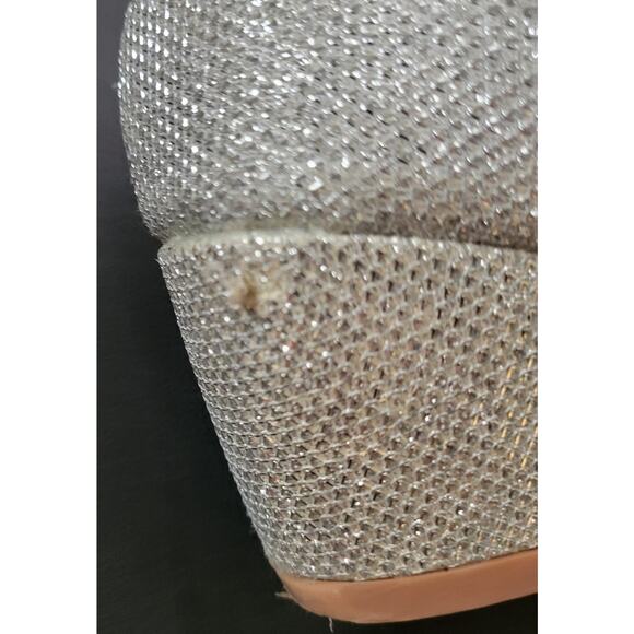 Lucita Silver Embellished Open Toe Heels - Size 5.5 - Picture 9 of 10
